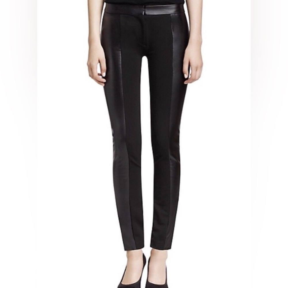 Tory Burch Mabely Pants Faux Leather Side Sz Medium